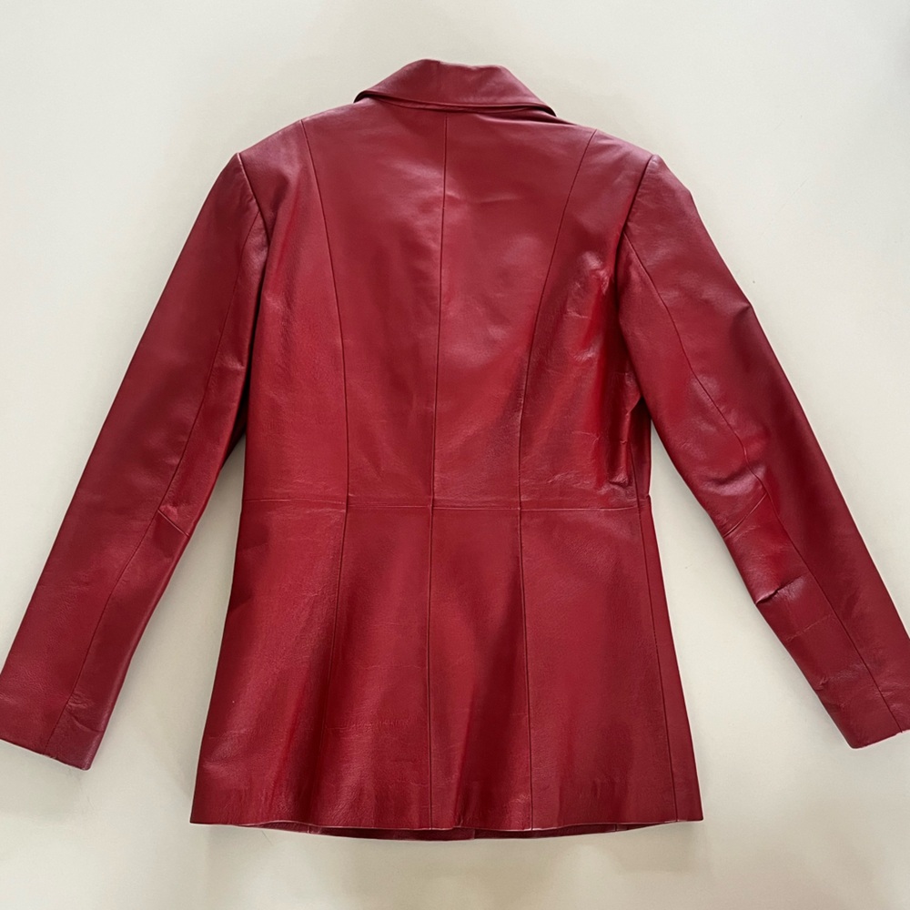 Clio vintage red leather three-button blazer 90’s - Picture 2 of 11
